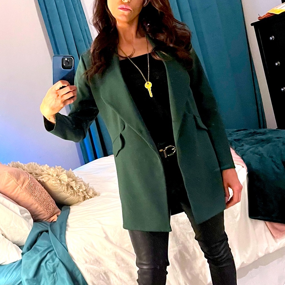 Forest green long length blazer